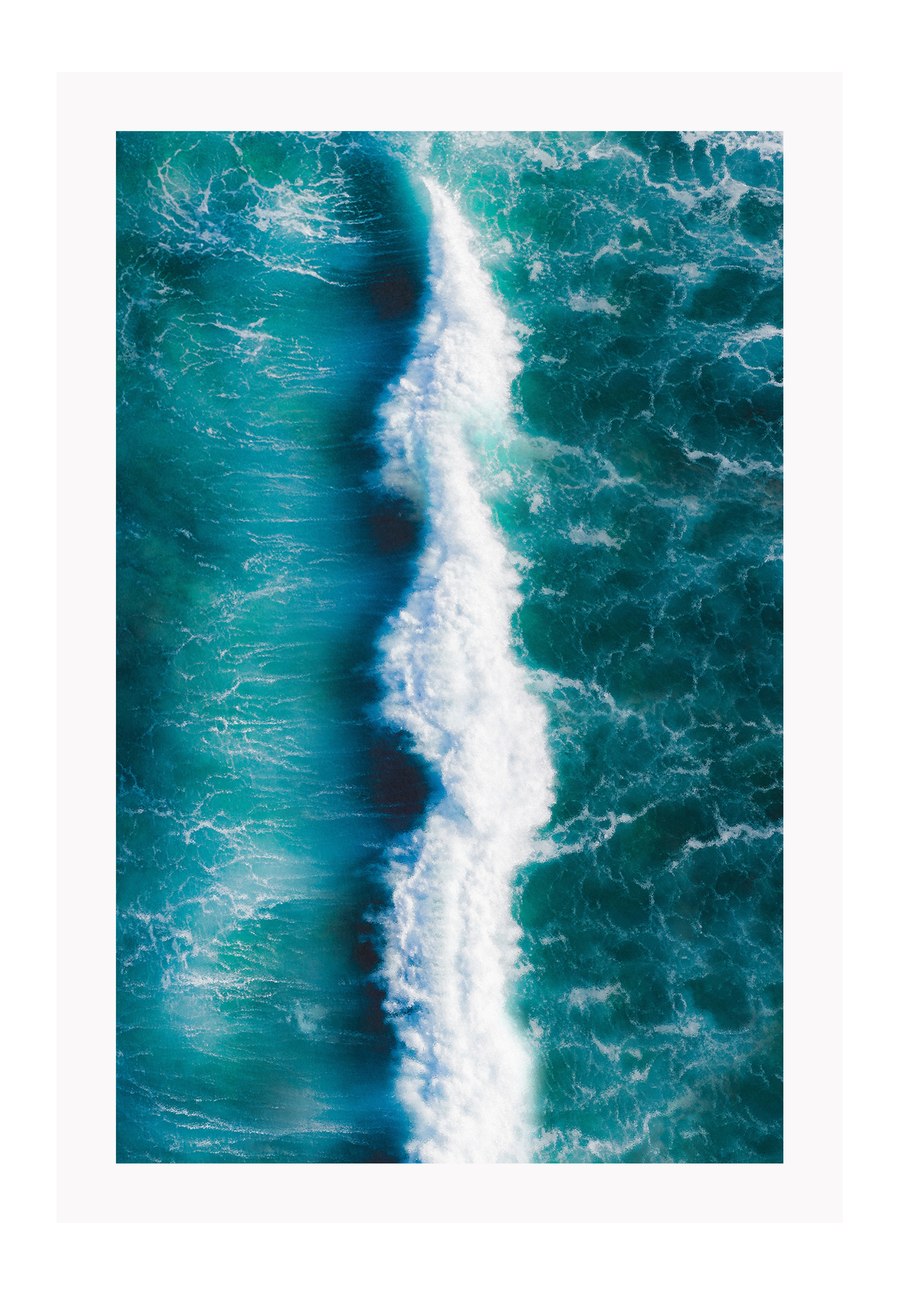 Ocean portrait print blue sea waves white wash minimal coast natural
